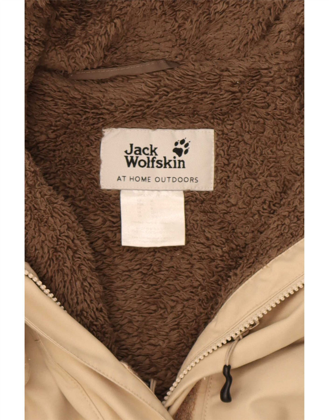 Jaqueta parka feminina com capuz Jack Wolfskin Reino Unido 14 poliéster bege médio