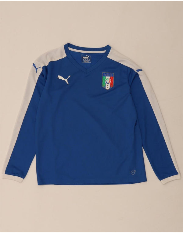 Top Puma Boys Italia manga comprida 13-14 anos azul colorblock