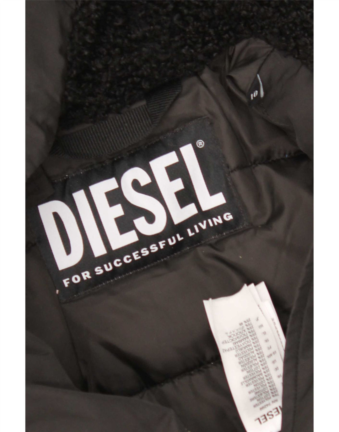 Jaqueta Parka com capuz feminina Diesel UK 10 poliéster preto pequeno