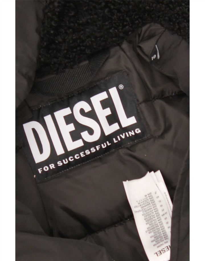 Jaqueta Parka com capuz feminina Diesel UK 10 poliéster preto pequeno