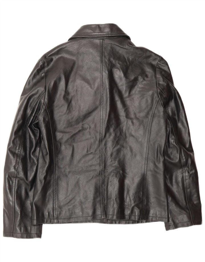 Jaqueta de couro feminina vintage Reino Unido 10 couro preto pequeno