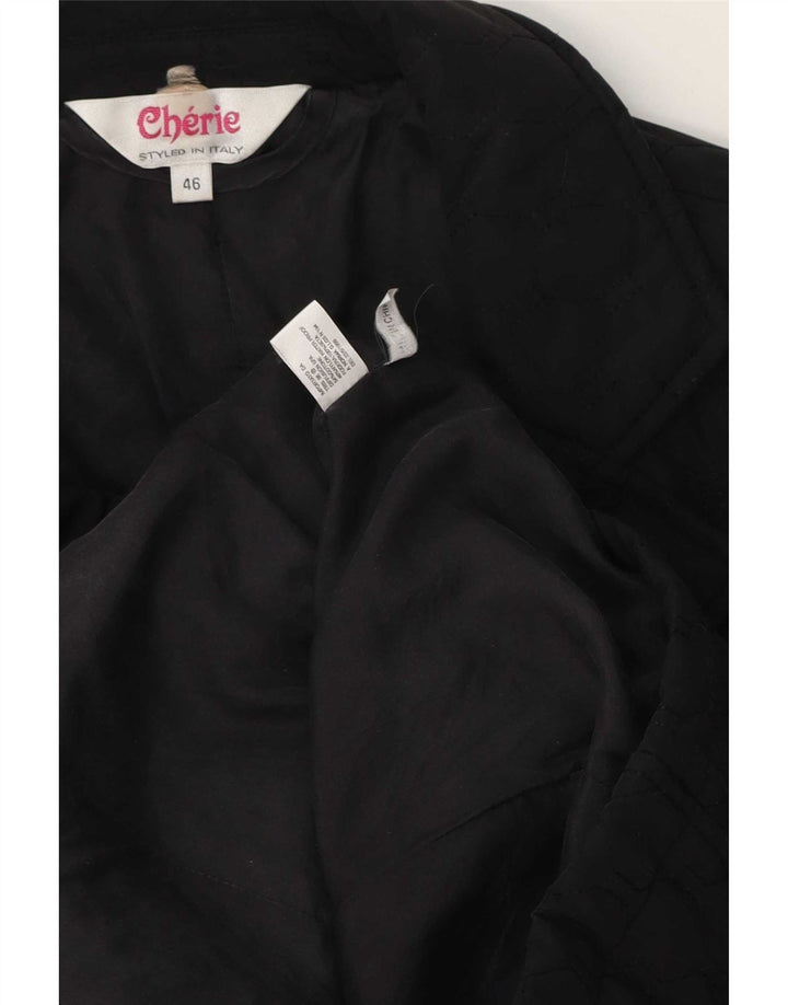 Cherie Jaqueta blazer feminina acolchoada com 4 botões IT 46 grande algodão preto