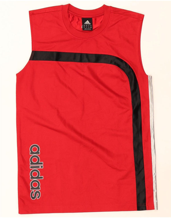ADIDAS Mens Graphic Vest Top Pequeno Poliéster Colorblock Vermelho