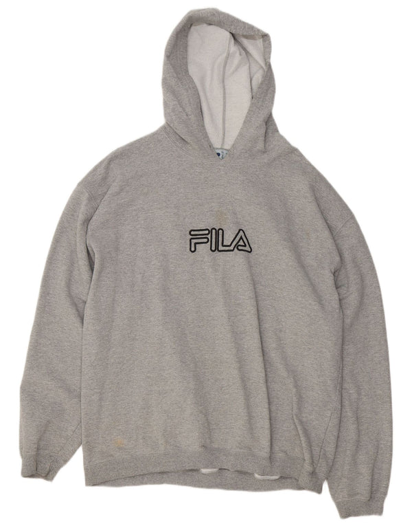 Fila moletom com capuz gráfico masculino 2XL algodão manchado cinza
