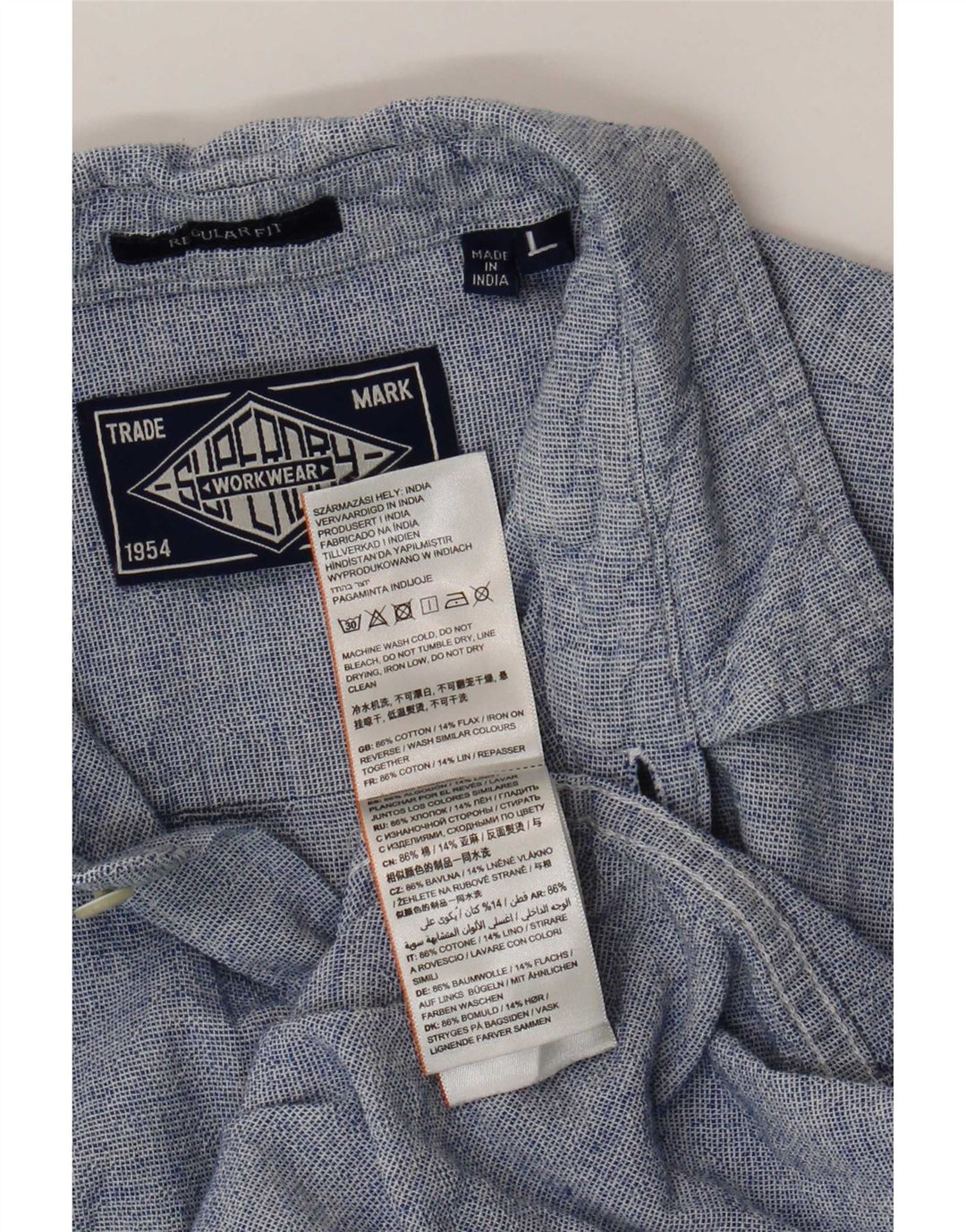 Camisa masculina Superdry Regular Fit grande algodão azul