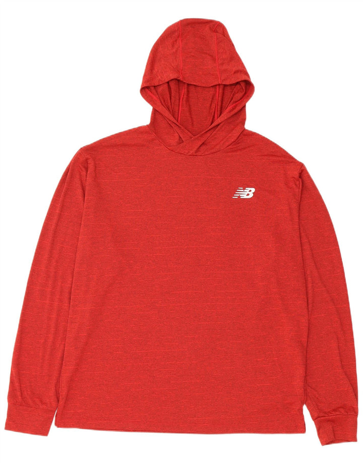 Jumper com capuz feminino New Balance UK 14 poliéster vermelho médio