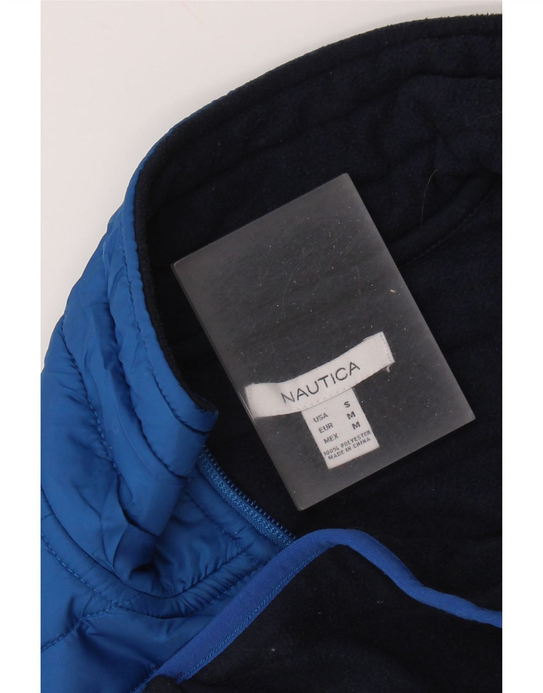 NAUTICA Womens Fleece Gilet UK 10 Pequeno Azul Marinho Colourblock Poliéster