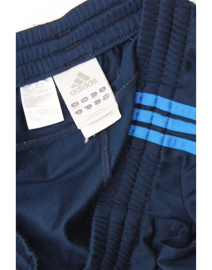 Calça de treino masculina Adidas UK 38/40 poliéster azul marinho médio