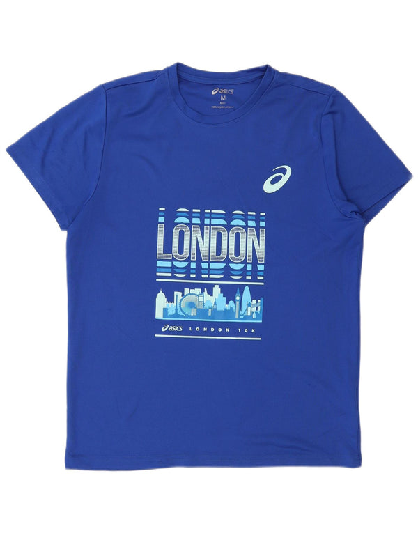 Camiseta Asics Mens London Graphic Top Médio Azul Poliéster