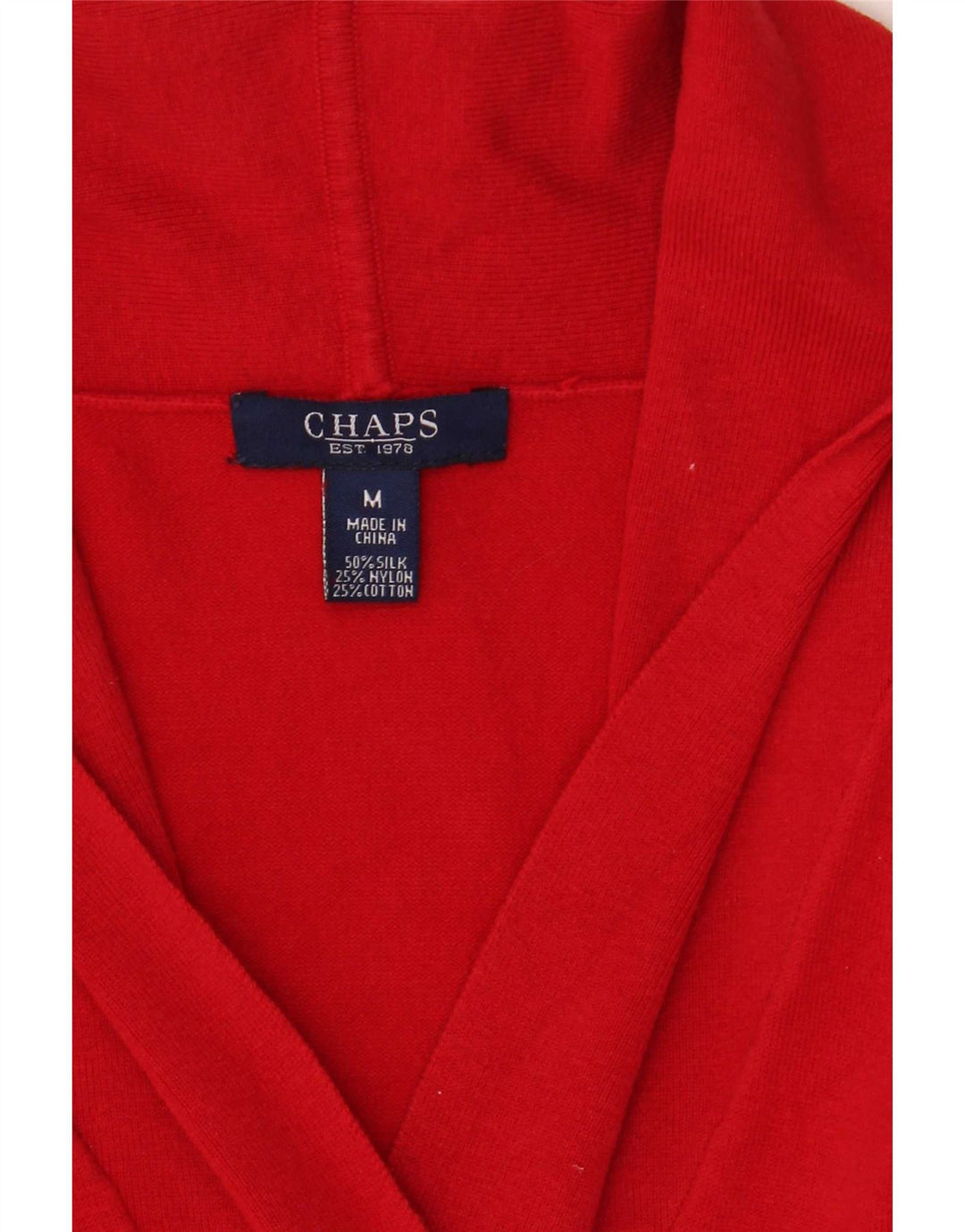 Suéter feminino Chaps com gola xale UK 12 seda vermelha média