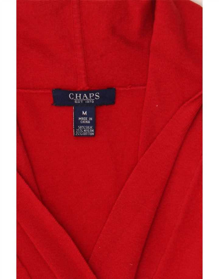 Suéter feminino Chaps com gola xale UK 12 seda vermelha média