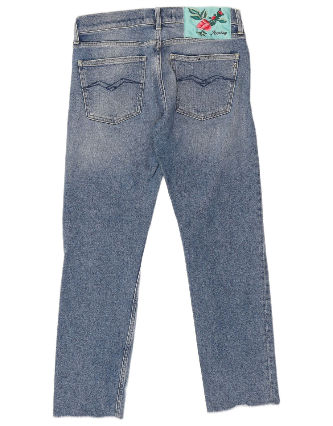 Jeans retos femininos REPLAY W29 L28 algodão azul