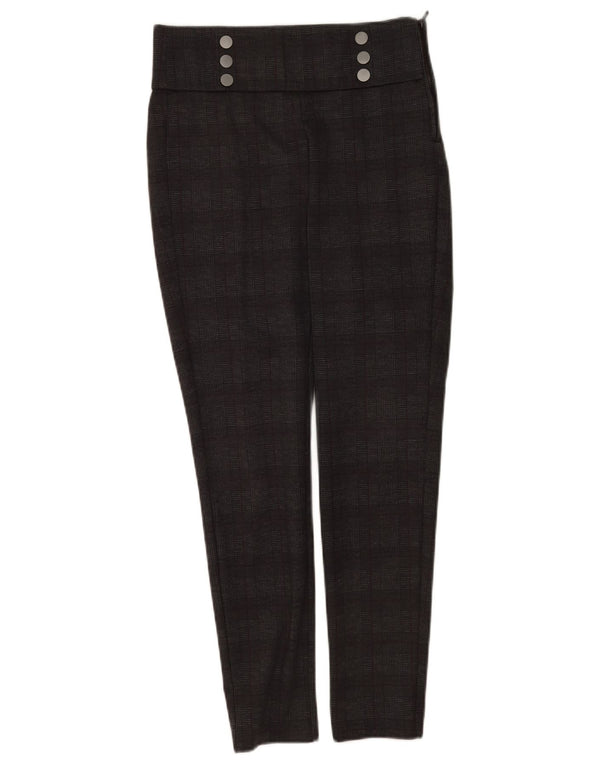 Leggings femininas Zara UK 12 xadrez cinza médio