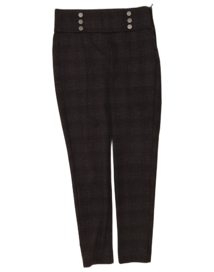 Leggings femininas Zara UK 12 xadrez cinza médio