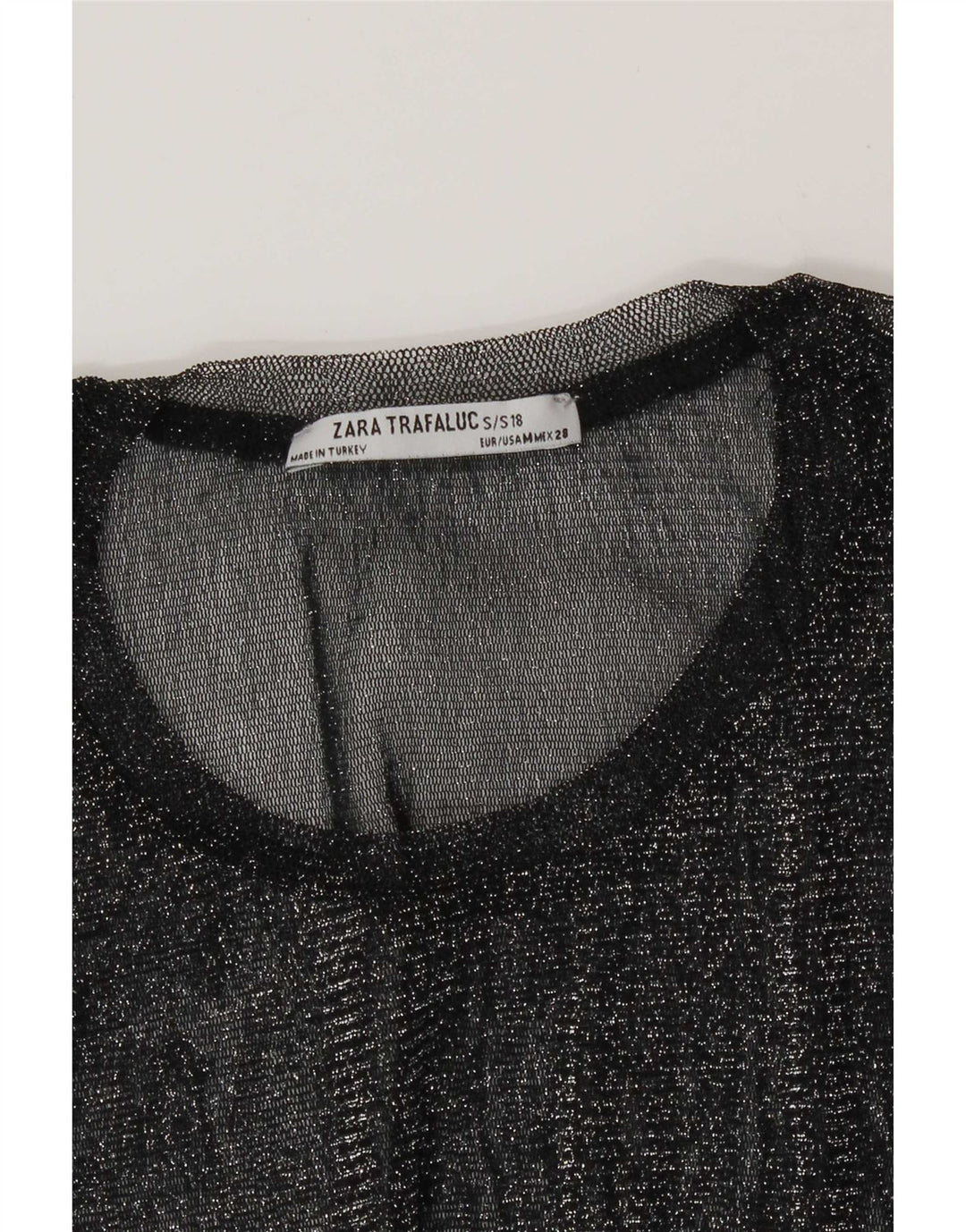 Zara Mulheres Trafaluc Transparente Top UK 12 Médio Preto