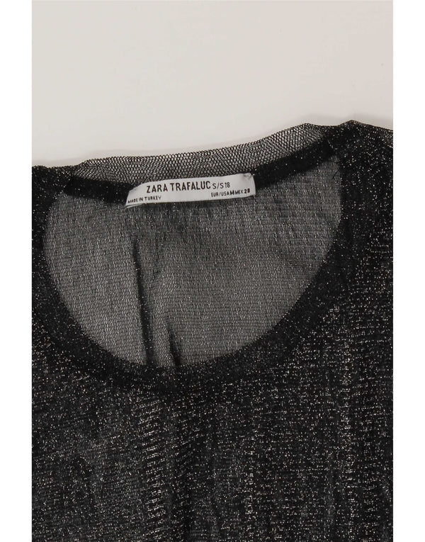 Zara Mulheres Trafaluc Transparente Top UK 12 Médio Preto