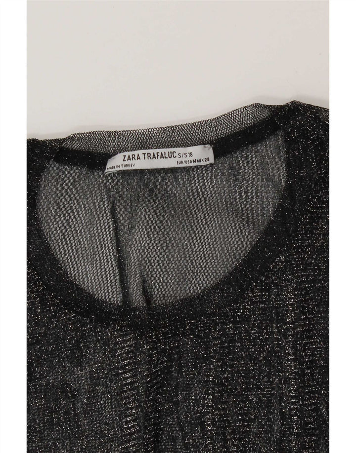 Zara Mulheres Trafaluc Transparente Top UK 12 Médio Preto