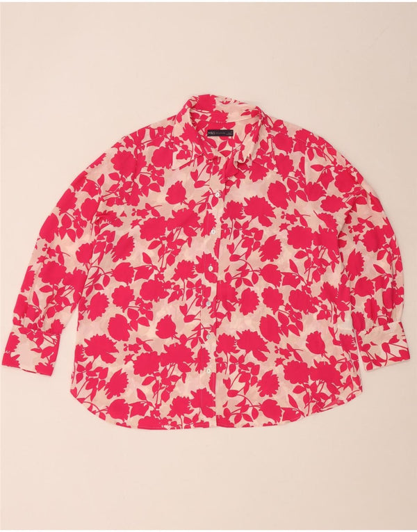 Blusa feminina Marks & Spencer grande tamanho Reino Unido 18 XL rosa floral