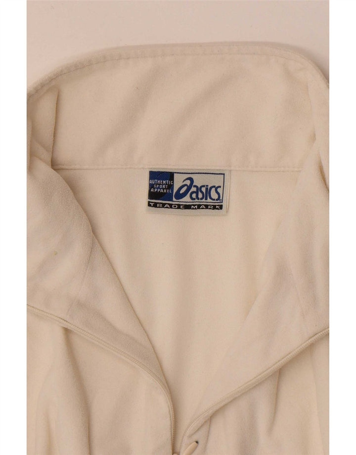 Jumper de lã feminino com zíper e gola Asics UK 14 poliéster branco médio