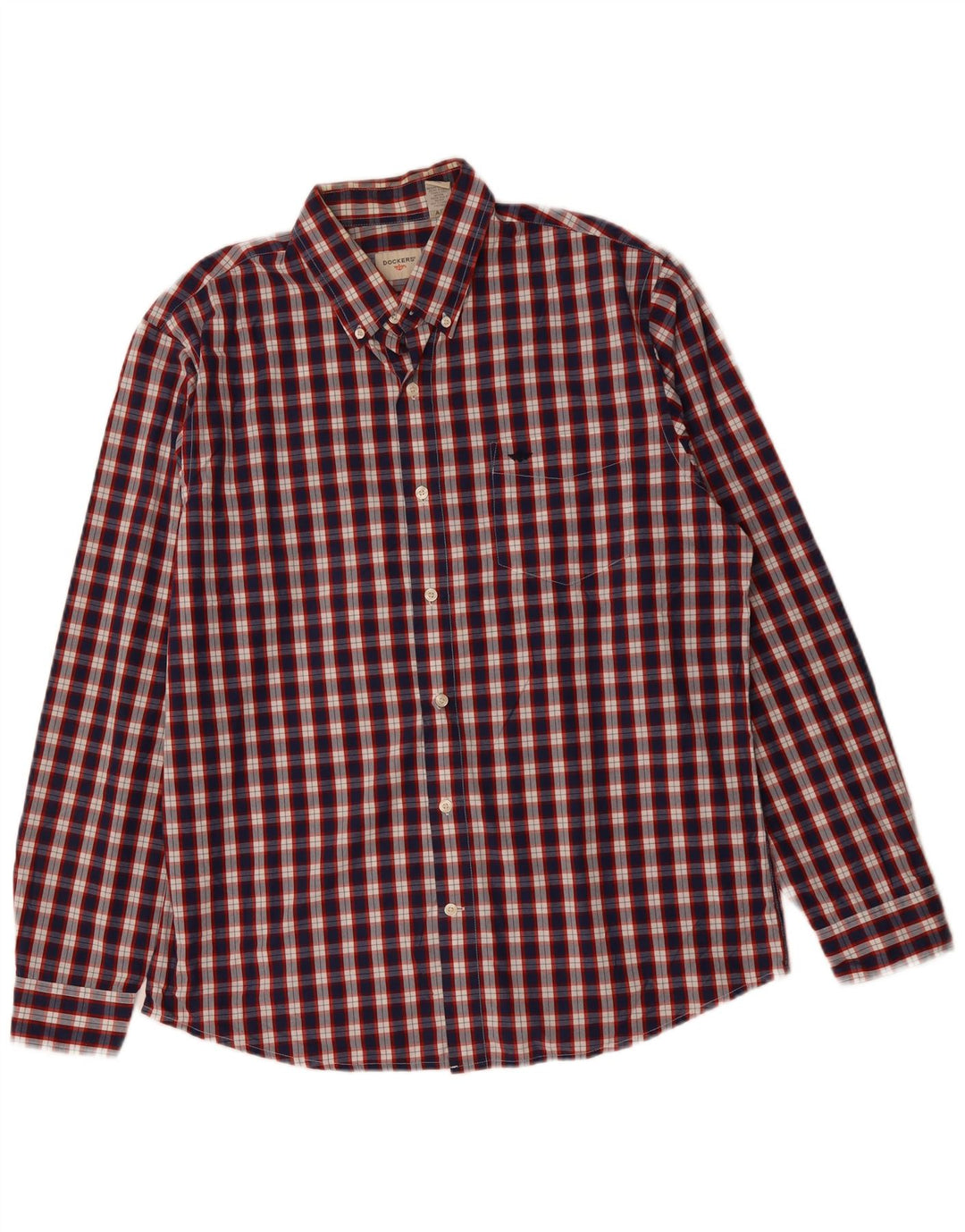 Camisa masculina DOCKERS grande algodão xadrez azul marinho