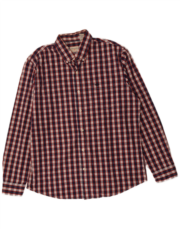 Camisa masculina DOCKERS grande algodão xadrez azul marinho