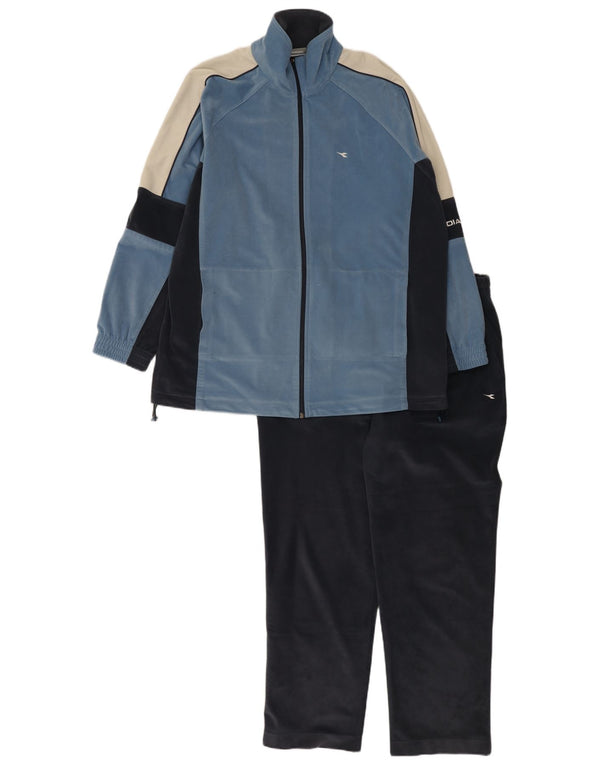 Diadora Mens Velour Full Tracksuit UK 44 XL Azul Colourblock Poliéster