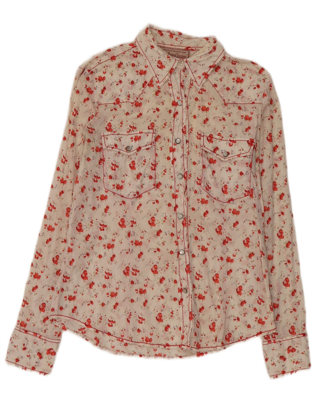 Blusa feminina Marlboro Classics Regular Fit Reino Unido 14 Médio Branco Floral