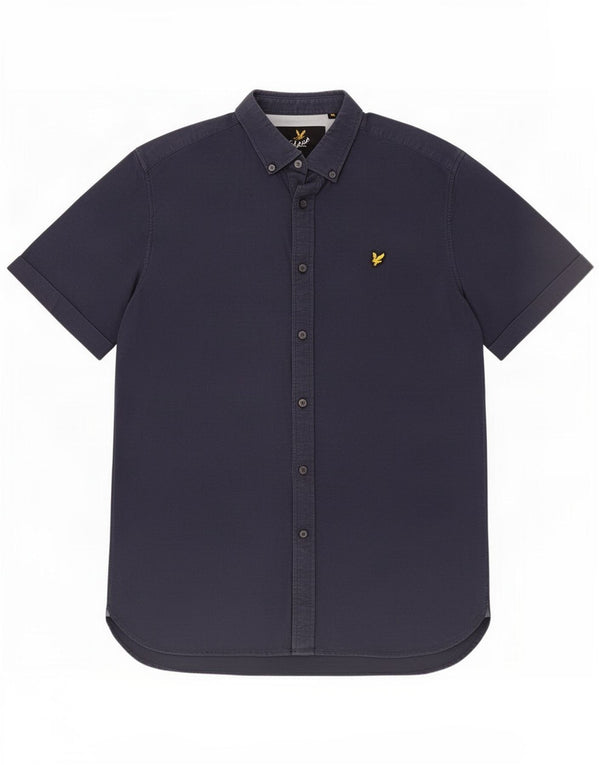 Camisa masculina de manga curta Lyle & Scott grande algodão azul marinho