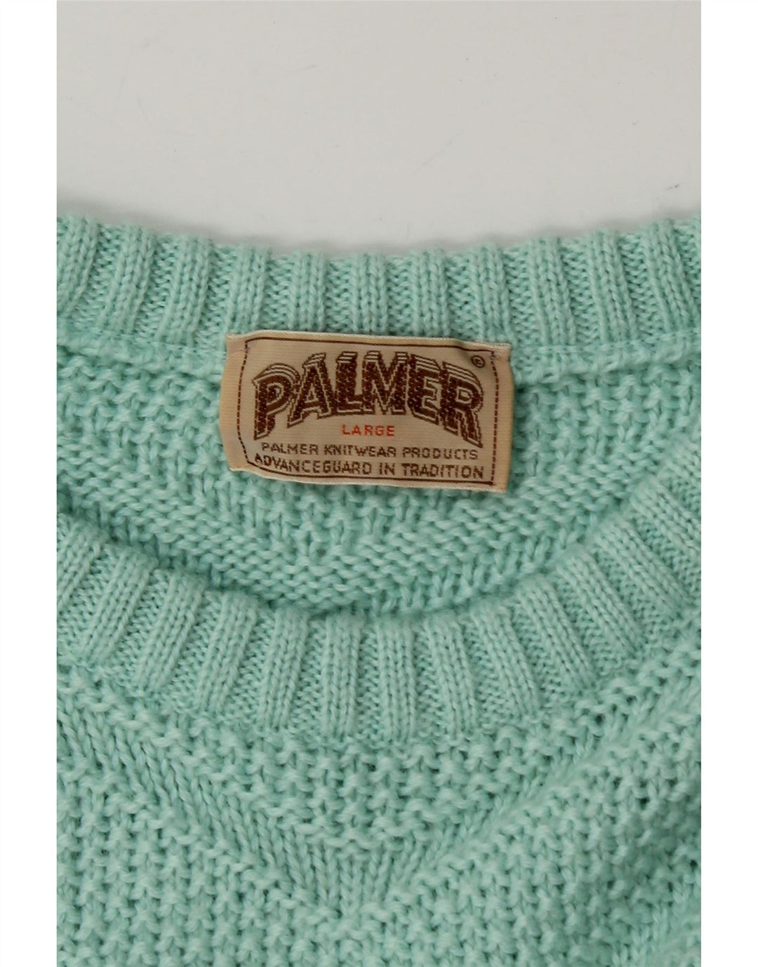 VINTAGE Mens Crew Neck Jumper Sweater Large Turquoise Cotton Vintage Vintage and Second-Hand Vintage from Messina Hembry 