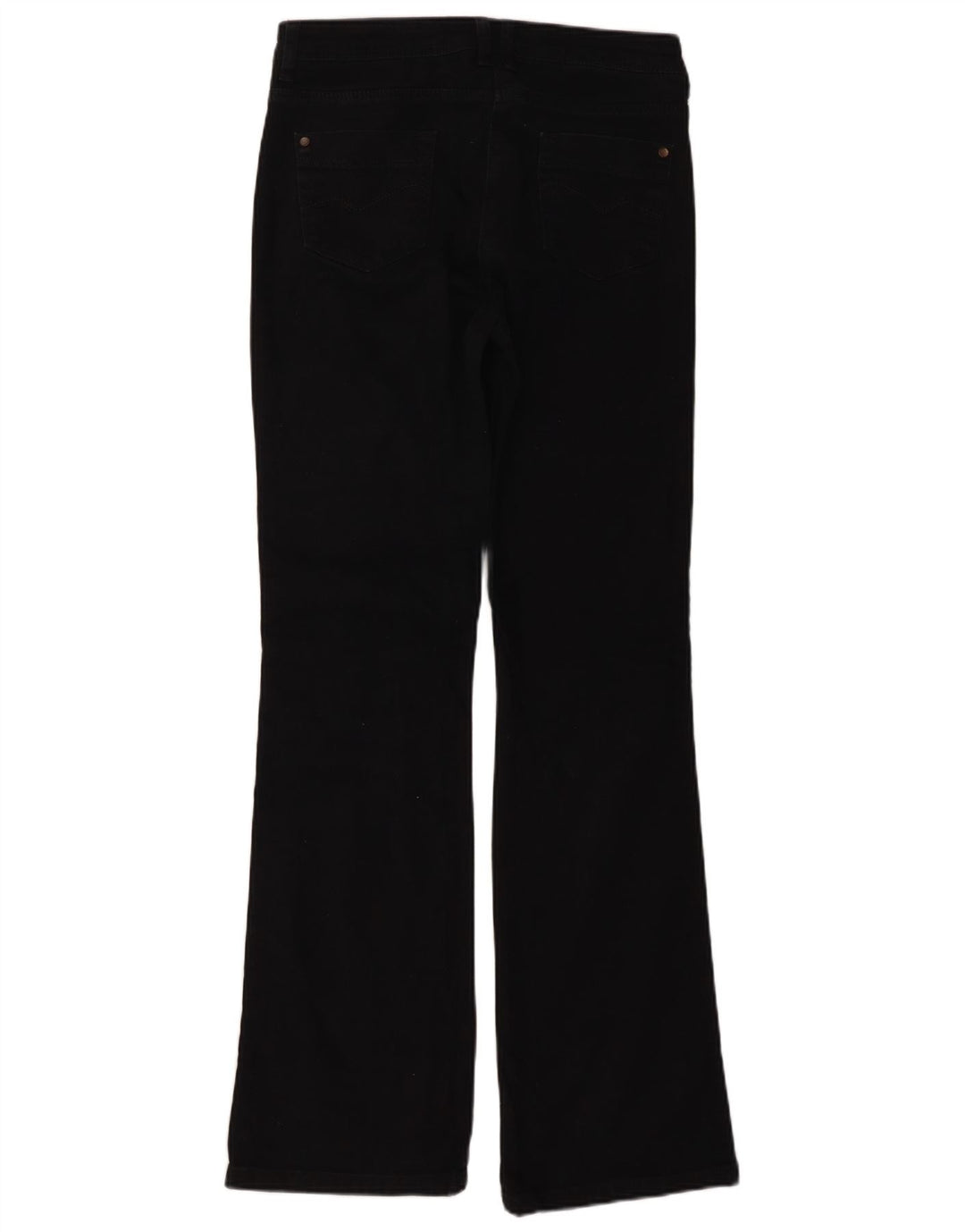 Calça jeans feminina Marks & Spencer longa bootcut Reino Unido 10 pequena W28 L33 algodão preto