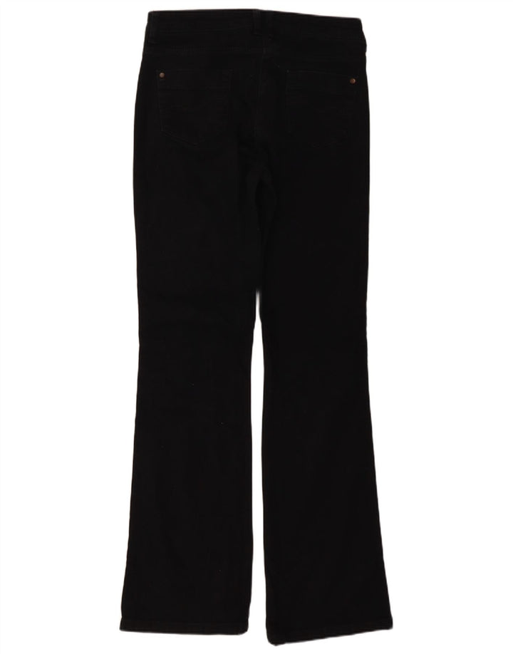 Calça jeans feminina Marks & Spencer longa bootcut Reino Unido 10 pequena W28 L33 algodão preto