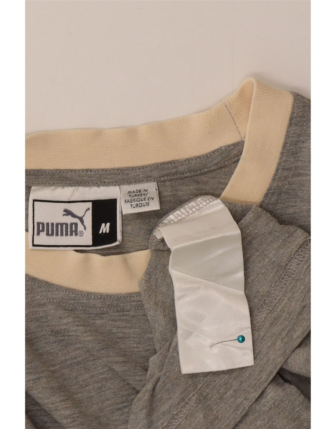 Camiseta masculina Puma Top cinza médio algodão colorblock