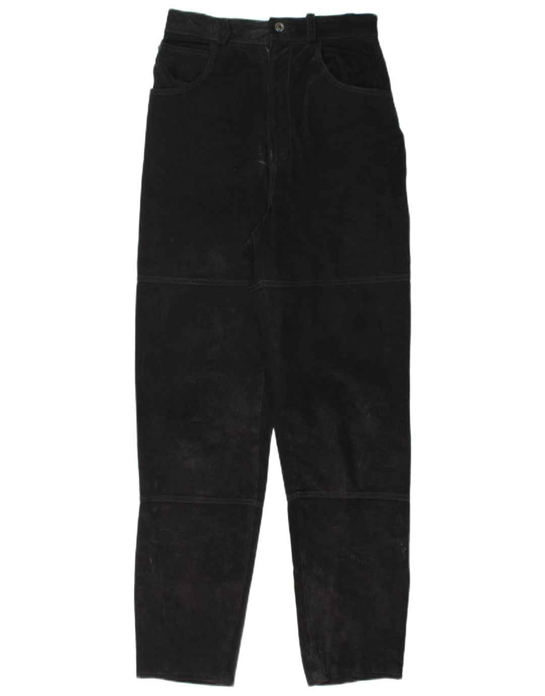 Calça feminina VINTAGE de camurça cônica W26 L30 preta