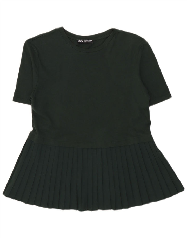 Blusa feminina Zara Top UK 10 pequena cáqui