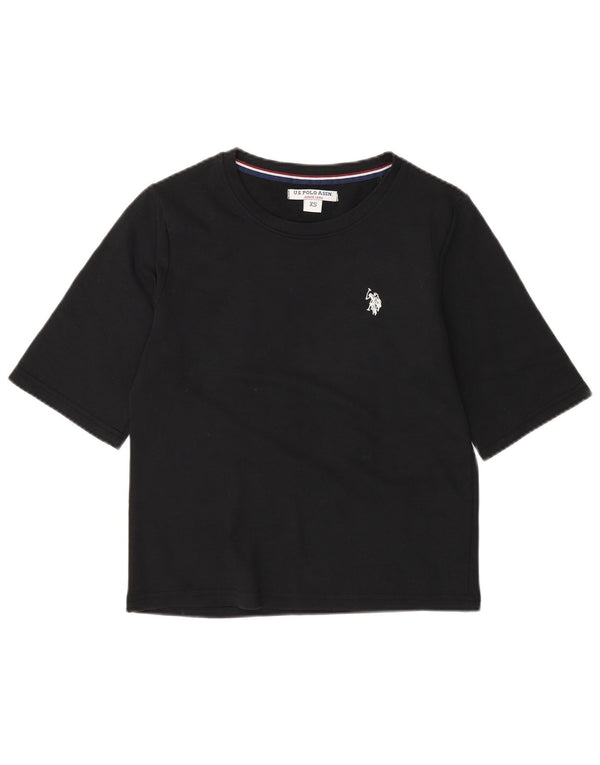 US Polo Assn. Camiseta feminina cropped UK 6 XS algodão preto