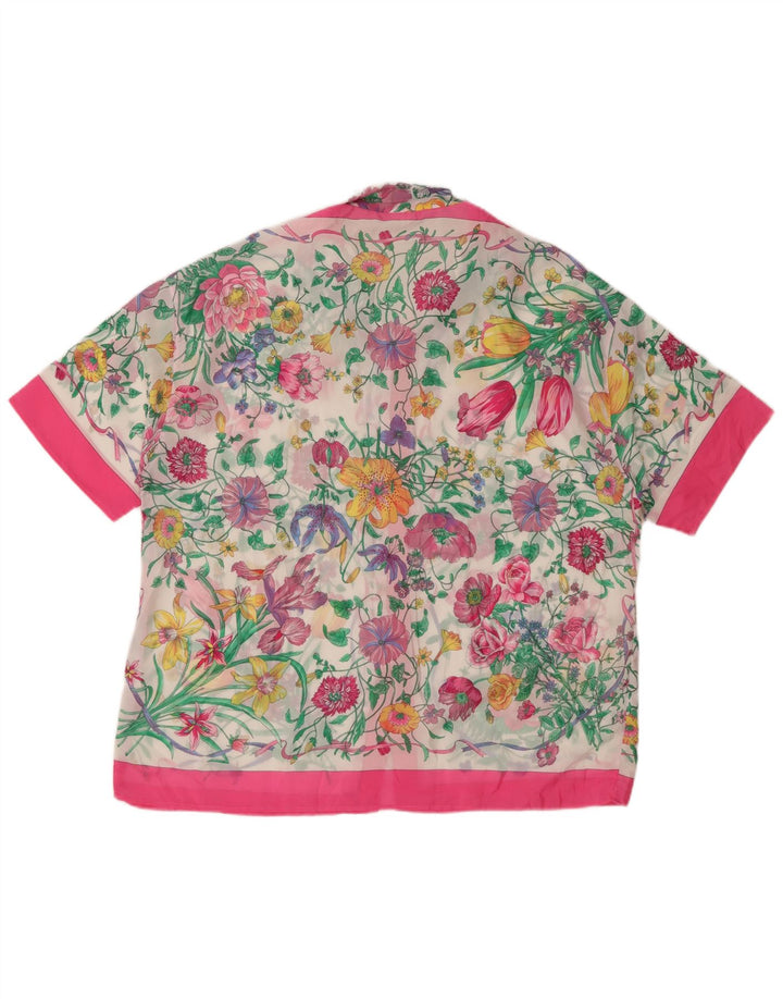 Blusa feminina oversized BENETTON Reino Unido 14 médio floral multicolorido