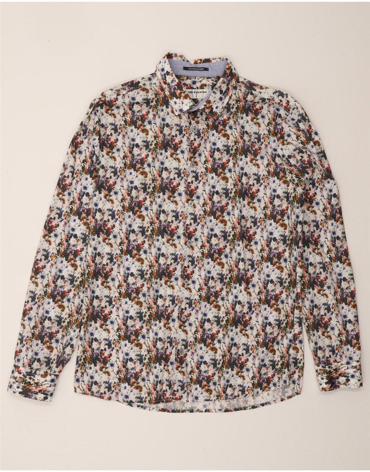 Camisa masculina VINTAGE grande floral multicolorida