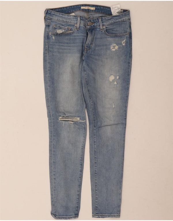 Calça jeans feminina Levi's 711 Distressed Slim W27 L28 azul algodão