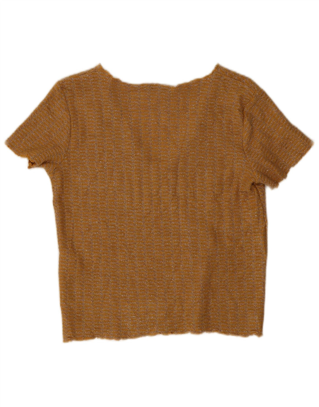 Blusa feminina Zara Top UK 10 poliéster manchado amarelo pequeno
