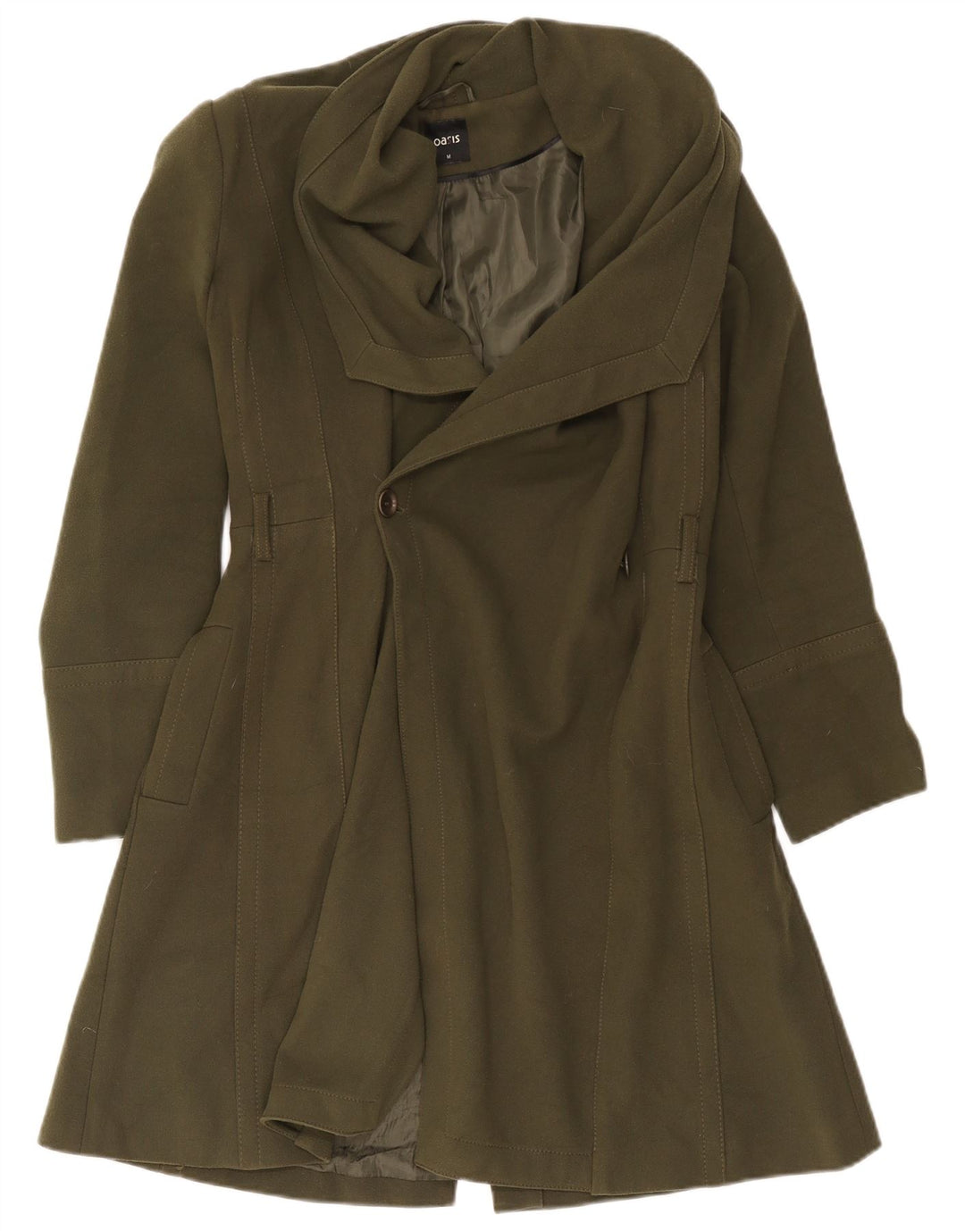 Sobretudo feminino Oasis UK 14 poliéster cáqui médio