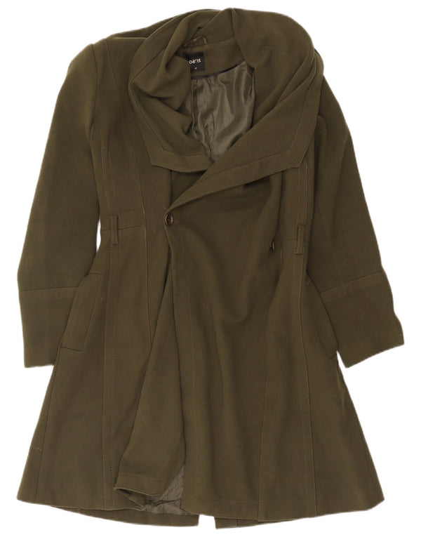 Sobretudo feminino Oasis UK 14 poliéster cáqui médio