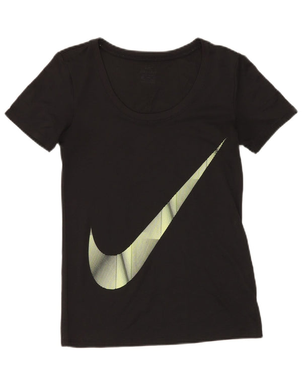 Camiseta Nike Feminina Dri Fit Graphic Top UK 10 Pequena Preta
