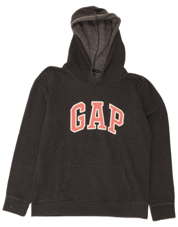 Suéter com capuz gráfico feminino Gap UK 14 algodão cinza médio