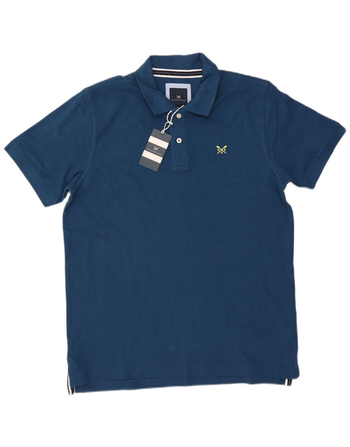 Camisa polo masculina Crew Clothing grande algodão azul