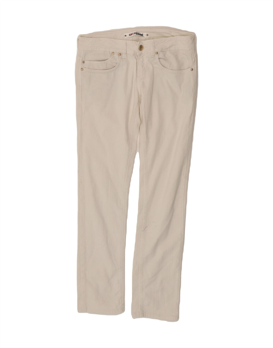 GIANFRANCO FERRE Womens Straight Jeans W28 L30 White Cotton Vintage Gianfranco Ferre and Second-Hand Gianfranco Ferre from Messina Hembry 