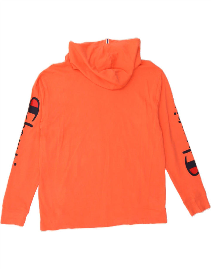 CHAMPION Womens Graphic Hoodie Jumper UK 14 Medium Orange Cotton Vintage Champion and Second-Hand Champion from Messina Hembry 