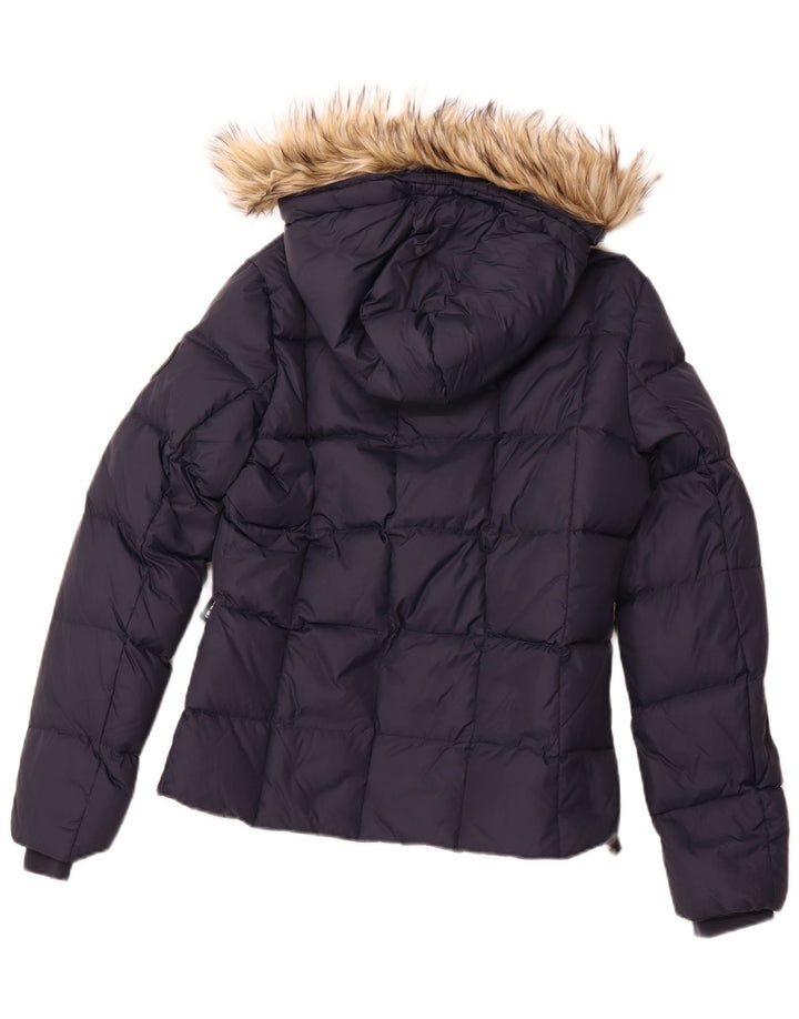 Jaqueta acolchoada com capuz feminina SUPERDRY UK 12 médio azul marinho nylon