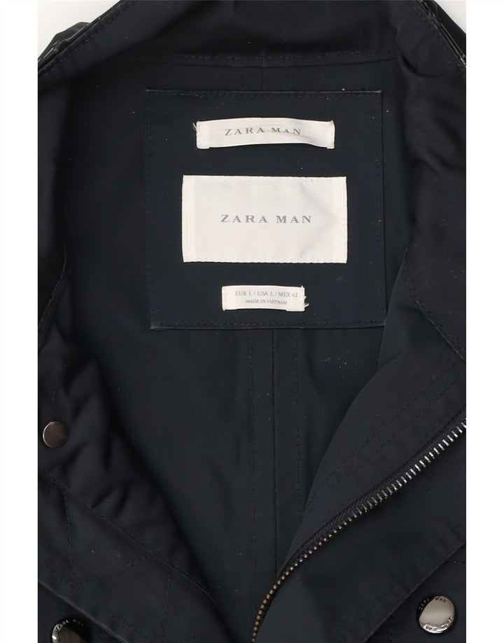 Jaqueta utilitária masculina ZARA UK 40 grande azul marinho