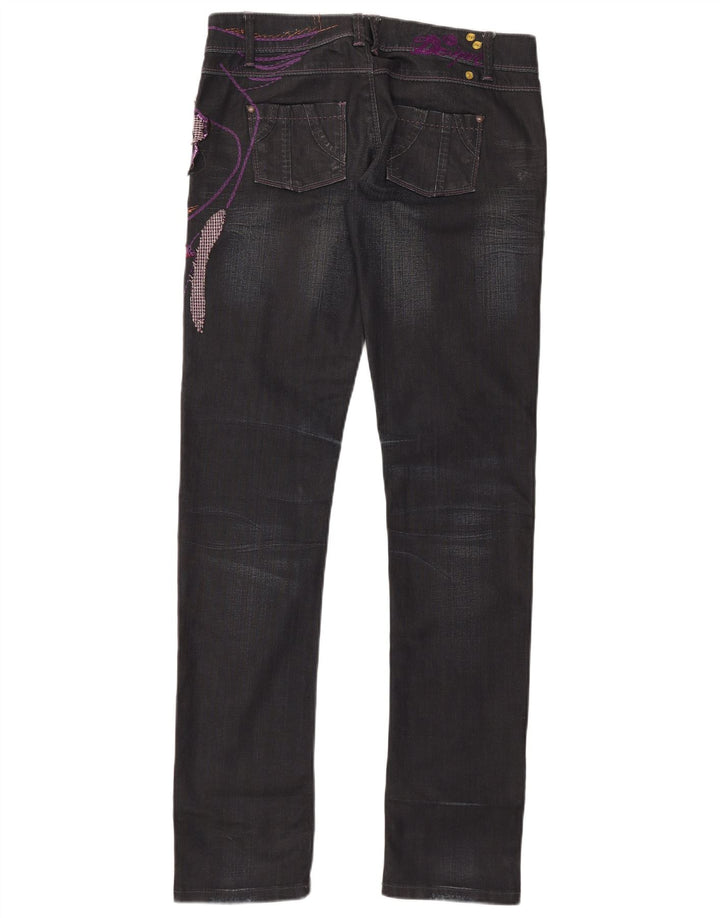 Desigual Jeans feminino gráfico slim EU 40 médio W32 L35 algodão preto