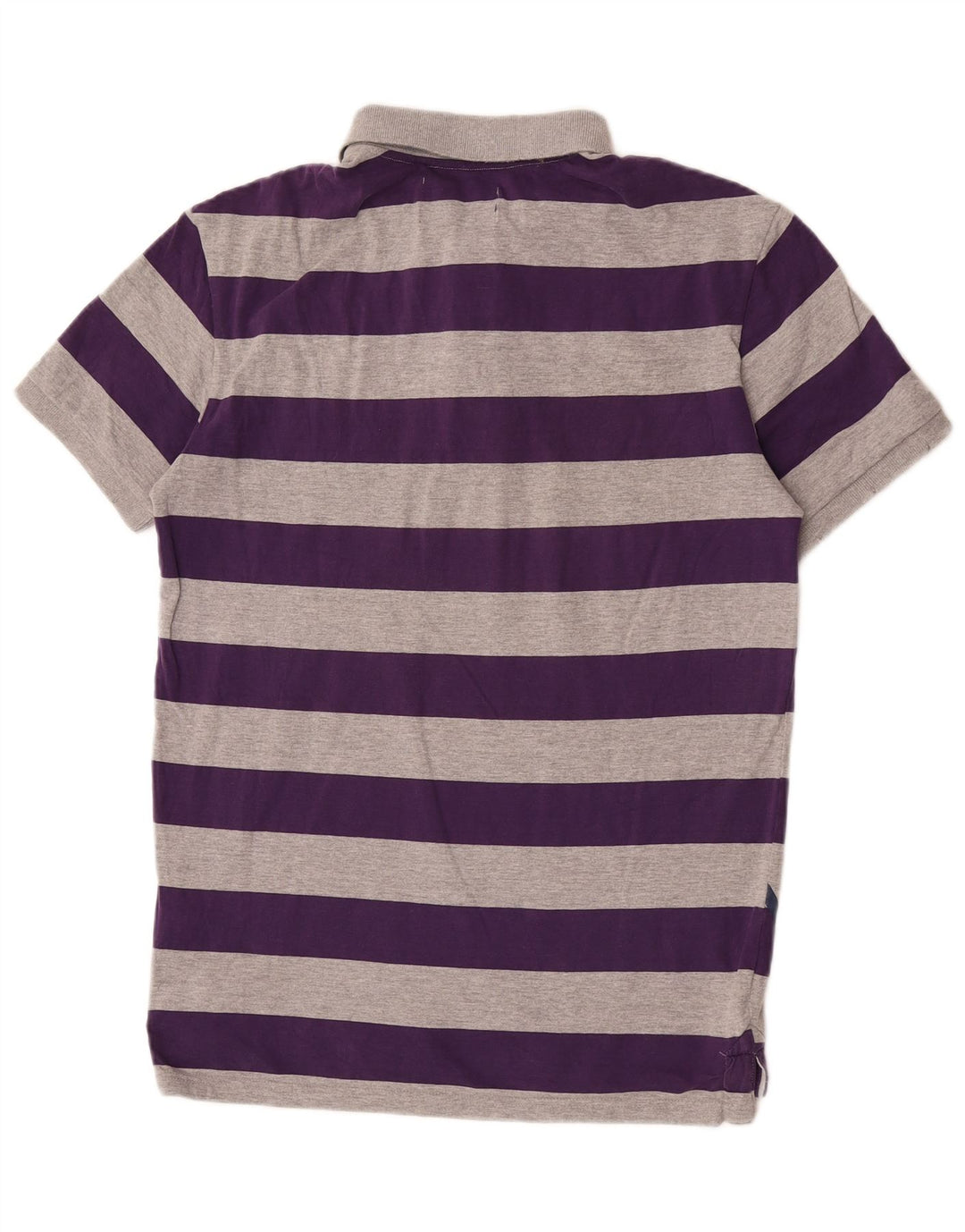 Desigual Camisa polo masculina gráfica grande algodão listrado cinza